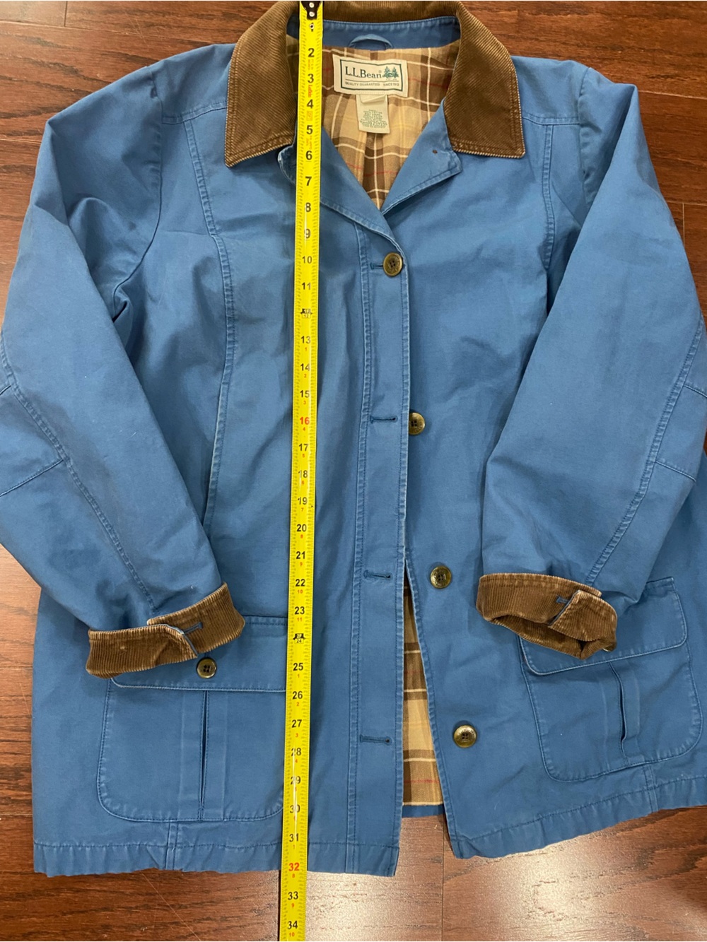 LL Bean Chore Barn Coat Jacket Womens Plus 2X Baby Blue Corduroy Trim VTG - Picture 2 of 8